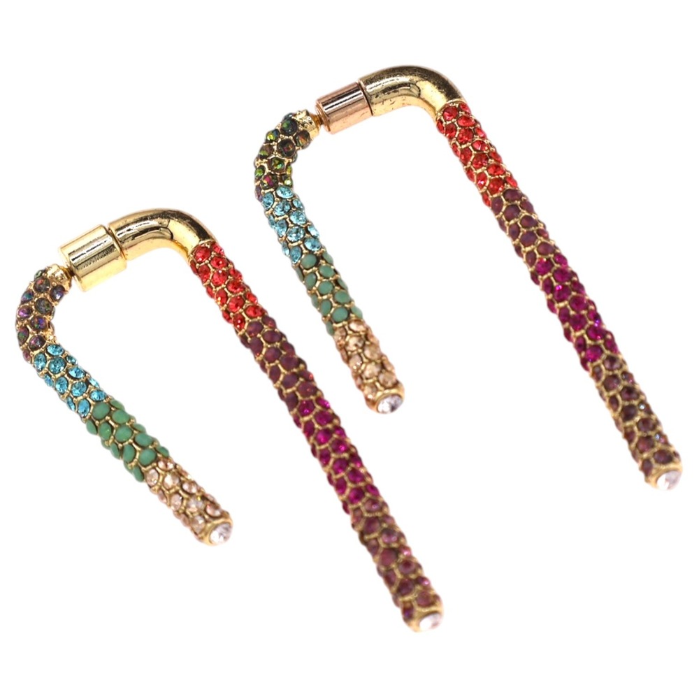 DEMARSON Pavé Celeste Earrings Rainbow Crystal Gold Drop Statement